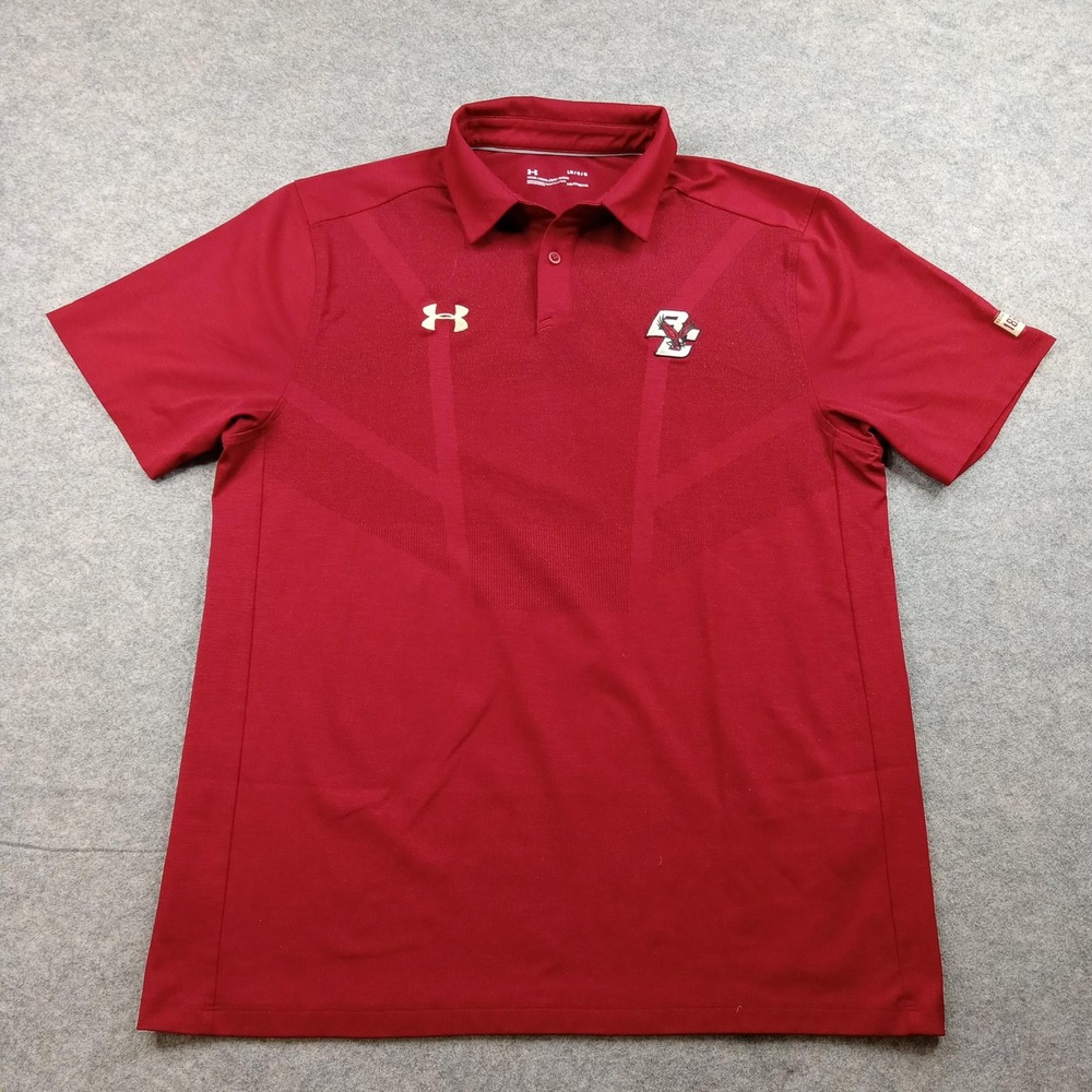 Under Armour Polo Shirt‎ Mens Large Red HeatGear Loose Fit Golf Logo